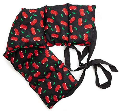 Kirschkernkissen 7-Kammer mit Band, 65x15 cherry-black - Wärmekissen Rücken, Körnerkissen