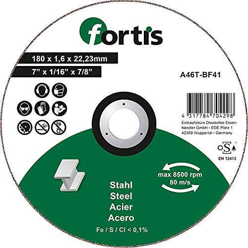 Fortis Disque à tronçonner en acier 180 x 1,6 mm
