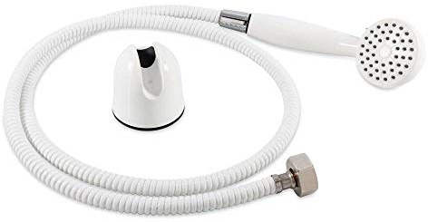 Camco 43762 Wohnmobil-Duschkopf-Set mit Gartenschlaucharmatur und Saugnapfhalterung – schafft eine freihändige Dusche an der Außenseite Ihres Wohnmobils