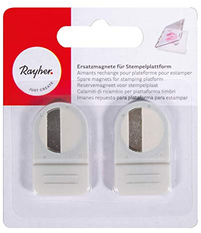 Rayher Ersatzmagnete, 2 Stück, für Stempelplattform A5, Magnethalter für Stempelplattform, 29211000, Weiß