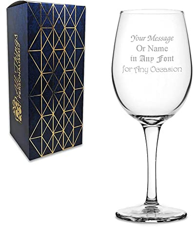 Personalised Engraved Tendance Wine Glass, Gift Boxed, Personalise with Any Message