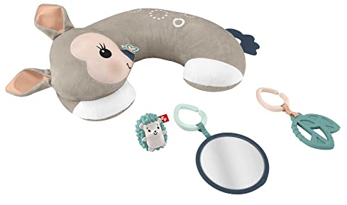 Fisher-Price HJJ16 - Rehkitz Spielkissen zum Spielen in Bauchlage mit Spiegel, BPA-freiem Beißring und süßer Igel-Rassel, Babyspielzeug für Neugeborene ab der Geburt