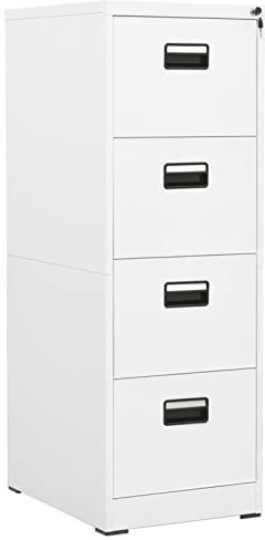 YuMeng Aktenschrank, Metallschrank, Werkstattschrank, Werkzeugschrank, Büroschrank, Lagerschrank, Garagenschrank, Stahlschrank, Weiß 46x62x133 cm Stahl