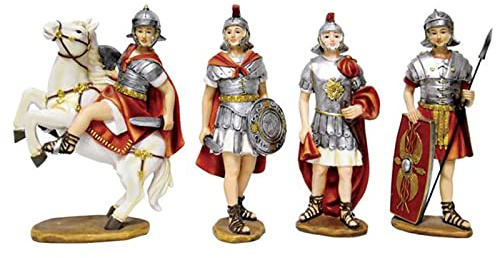 Magie di Natale Soldados romanos en poli-resina figuras para natividad belén 4 sujetos (11 cm)