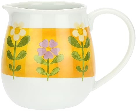 THUN, Caraffa in Porcellana Decorata a Mano con Motivi Floreali, Linea Florianne, Idea Regalo, Ø 15 cm, 6.5 cm h