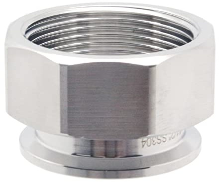 QiiMii SS304 Tri Clamp Female Adapter Mini Tri Clamp 1.5” (TC 50.5mm) X BSPT 1.5 Female Thread Hexagonal Sanitary Pipe Fitting