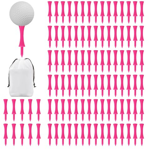 NYGGTYK 100 Stück Golf-Tees mit rosa Schloss-Thema, Kunststoff-Golf-Tees, Golf-Schloss-Tees, personalisierte Golf-Tees, pj57qiuding