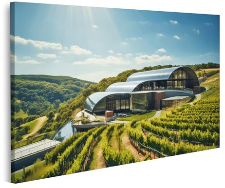 islandburner Prime Bild auf Leinwand Modernes Wandbild: Weinberge, sanfte Hügel, dramatischer Himmel & Weinreben Weinkeller Weingut Bilder Wandbilder Poster