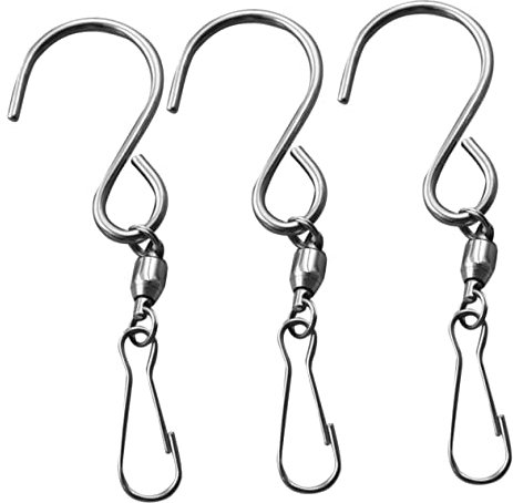 INOOMP 8stücke Edelstahlhaken Mit Drehbarem Clip Zum Aufhängen S-haken Aus Edelstahl Zum Drehen Der Spirale Für Windspiele Oder Ornamente Drehbare Hakenclips