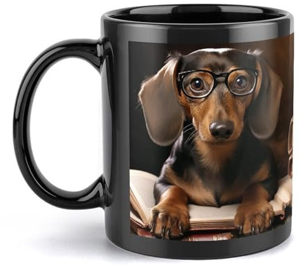 NTVOWPZO Grandes tasses en porcelaine avec motif de teckel, tasse à thé avec poignée pour homme et femme