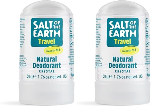 Salt Of The Earth Natürlicher Deo-Kristall In Reisegröße, Geruchlos, Ohne Parfüm - Vegan, Langanhaltender Schutz, Ohne Tierversuche - 50 g (Packung mit 2)
