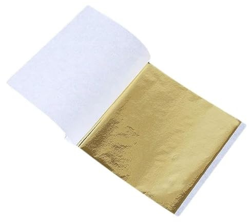 TEWAX Blattgoldblätter, Blattgold, Goldfolienblätter für Kuchendekoration, Gesichtsabdeckung, Kunst, Handwerk, Papier, Zuhause, 100 Stück Goldfolien-Vergoldung