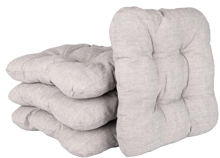 HLKauf 4 | 6 | 8er Set Sitzkissen 36x36x6 cm | weiche Kissen | Für Garten, Camping, Gastronomie oder Bistro | Oeko-Tex und Made in EU (Grau & 1x HLKauf-Block, 4er-Set)