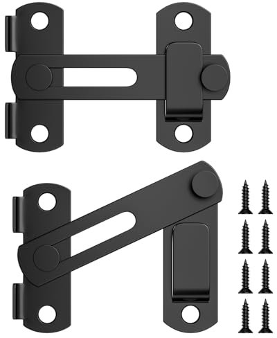 Rseuphiee 2 Stück Türriegel, Türriegel Edelstahl, Klein Schiebetür Schloss, Flip Slide Latch, Sicherheitstürriegel Riegelschloss, Schlossriegel mit 8 Schrauben, für Tor Fenster Schrank Weinschrank
