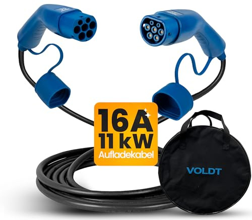 VOLDT Câble de charge de type 2 11 kW 16 A triphasé pour voitures électriques EV PHEV, type 2 vers type 2 Mode 3, convient pour modèle S/X/Y/3, ID.4, E-Tron, e-208, I4, IX1, Zoe, etc. Protection IP67
