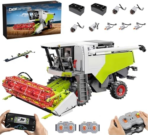 Auforua Technik Mähdrescher für CADA Dominator 370, Mit 7Motoren Set, 1:17 Groß Harvester Modellbausatz, 4567 Teile Klemmbausteine Traktor MOC Bausatz mit Bedruckte Steine, CADA C61508W