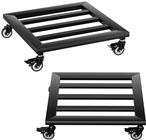 SUBTLETY Metall Pflanzenroller Quadrat Untersetzer mit Rollen Blumen Rollbrett für Innenbereich & Außenbereich Blumenroller Tragkraft bis 160KG Pflanzkübel Rollwagen für Topfpflanzen & Möbel (Type A)