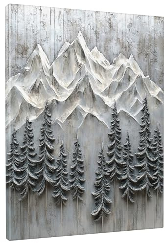 1 toile murale 3D en relief en forme de montagne en relief – 40,6 x 50,8 cm – Art mural vertical 3D pour salon, chambre à coucher, petite et grande forêt vintage, décoration de salle de bain pour