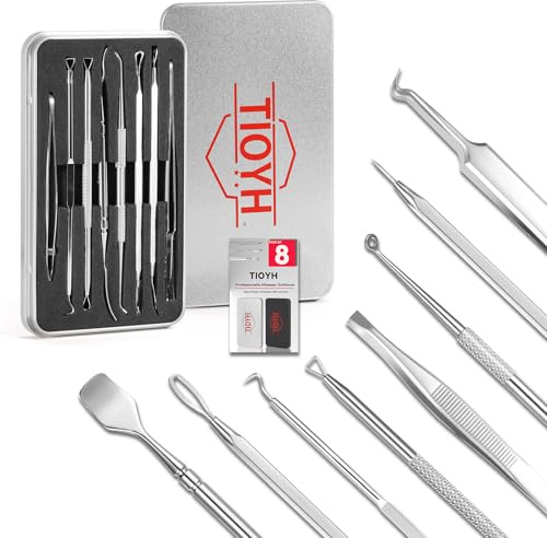 Blackhead Remover, Comedone Squeezer Set, Blackhead Remover, High-Quality Blackhead Remover, Acne Remover Set, Tweezers Set with Metal Housing (Silver)
