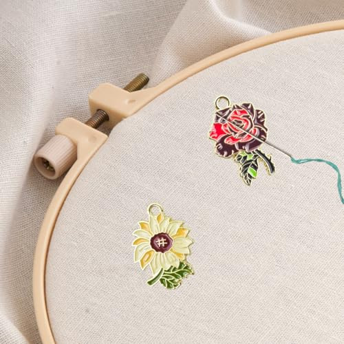Flower Series Needle Minder Magne, Needle Minder Magnet, Söta Nålhållare, Korsstygn Broderi Handarbete Tillbehör (Solros Rose)