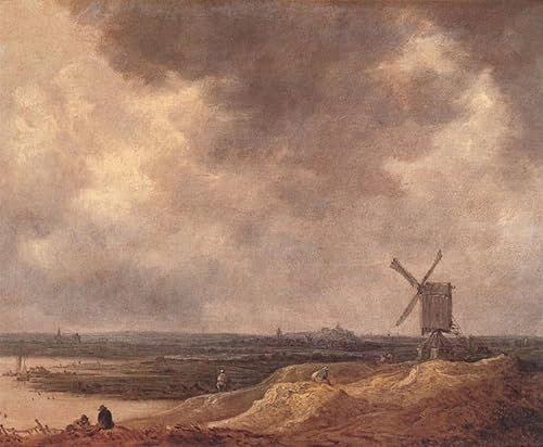 PMEFGJDPE Berühmte Gemälde Deko Kunstdrucke Bilder Tier Poster Windmühle an einem Fluss Jan Van Goyen Abstrakte Leinwand Kunst für Wohnzimmerdekoration 60x90cm