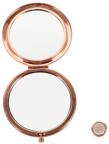 Mobestech Tragbarer Taschenspiegel Roségold Doppelseitiger Kompakter Make Up Spiegel für Damen für Hochzeiten Junggesellenabschiede und Unterwegs Perfektes