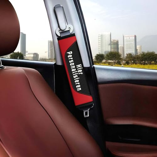 Personalisierbares Auto Gurtpolster – Weiches Sicherheitsgurt Polster für Kinder, Damen & Erwachsene – Carbonfaser Gurtschoner, Universeller Autogurtbezug für SUV & Truck