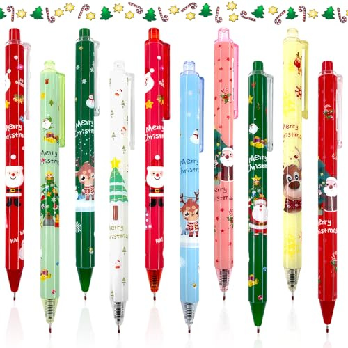 Lets Joy Weihnachts Kugelschreiber, 30 Stück Weihnachts Druckkugelschreiber, Weihnachtsmann Schneemann Rentier Motive Partygeschenke Fillers Spiele Schule Preise