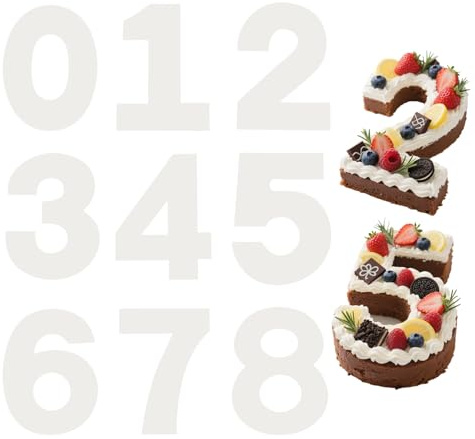 PATIKIL 0-8 Number Cake Stencils Template, 5 Inch Cake Baking Templates Number Stencils Pastry Making Supplies for DIY Wedding Graduation Birthday Anniversary, White