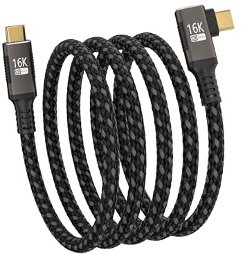 KMMXXCPM langes USB C auf USB C Kabel Winkelkabel 90 Grad 2m,USB5 Kabel 80Gbps Datenübertragung Kompatibel mit Thunderbolt 5/4,Typ C 240W Schnellladung,16K/Dua 8K Videoübertragung für Monitor,Laptop.