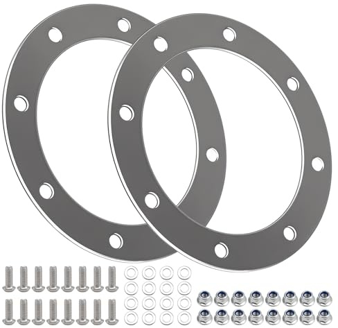 FUSCH 2 PCS 3.5 ID Exhaust Bezels Stainless Steel Side Exhaust Exit Trim Rings with 16 Sets Bolts and Nuts