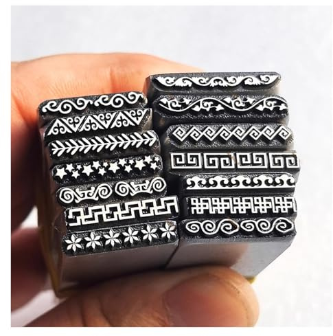 CYHTYM Schlagzahlen 14 Metallstempel-Design-Kits, DIY-Bastelwerkzeug aus Kohlenstoffstahl, personalisiertes Schmuck-Ledersiegel