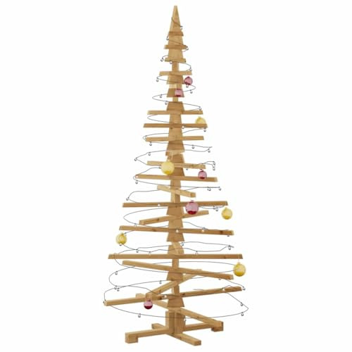 vidaXL Holz Weihnachtsbaum mit Ständer Braun 180 cm Massivholz Kiefer, Wohnzimmer, moderner Weihnachtsbaum, rustikale Festdeko, kreative Holzpräsentation, DIY saisonale Ideen
