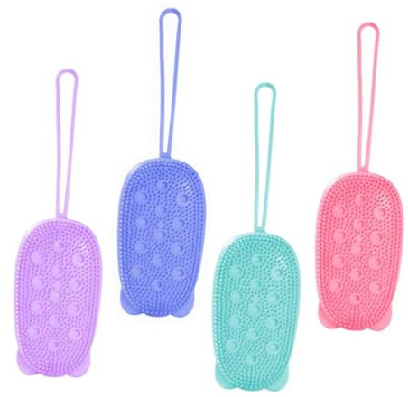 IWOWHERO 4 pièces Brosse de Bain Double Face Silicone Brosse Exfoliante et Massante Unisexe pour Corps Accessoires pour Nettoyage et Stimulation Circulation Sanguine