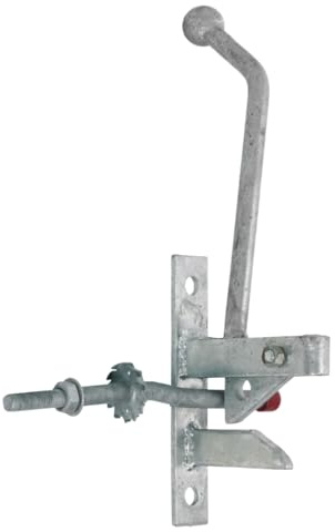 Hunting Type Self-Locking Auto Gate Catch Kit, Heavy Duty Galvanised Steel Gate Latch with Cranked Striker & Fixings, Field, Farm & Garden Gates