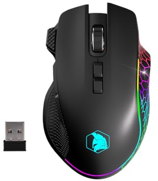 EMPIRE GAMING RF906 - trådlös spelmus med 3 lägen - 2,4 GHz, BT, trådbunden - 8 programmerbara knappar - programvara ingår - 1 0 000 DPI - anpassningsbar RGB - 1 000 Hz-sensor - PC/Mac (svart)