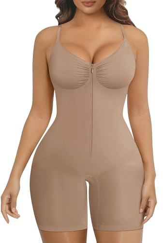 SHAPERX Shapewear Bodysuit magkontroll sömlös kroppsformare dragkedja fram med krokar hög kompression midja skulptering osynlig under klänning