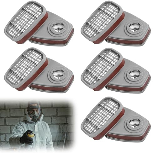 10 filtres pour masque a cartouche, 6001 pour masque de peinture, cartouches Organic Vapor, filtre chimique contre la poussière, les gaz, les vapeurs organiques, avec 6100/6200/7501/7502/6502/6800