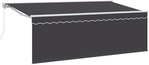 Tmriohed Tenda da sole retrattile antracite, 400 x 200 cm, con braccio articolato, per terrazza e balcone, con telaio in alluminio, stabile ombra per giardino ed esterni, grigio