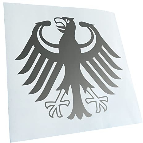 Kiwistar - Autoaufkleber - Silber - 11x10cm Bundeswappen Deutschlands - Heckscheibe Auto Aufkleber wetterfest für Kfz LKW Mofa Truck - Sticker außen selbstklebend Tuning Zubehör für Fenster Fahrzeug