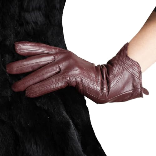 Nappaglo Damen Lederhandschuhe Winter Touchscreen Lammfell Elegant Echtleder Warm Handschuhe Outdoor