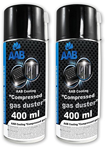 2 x AAB Botella de Aire Comprimido 400ml para Limpiar Teclados Ordenadores Copiadoras Cámaras Impresoras y Otros Equipos Eléctricos Soplador de Aire Eliminación de Polvo Spray Limpiador