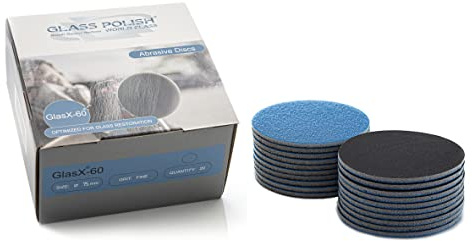 GLASS POLISH 14302 GlasX60 Disques abrasifs professionnels pour verre et plastique | Grain P600 | Ø 75 mm | Paquet de 20