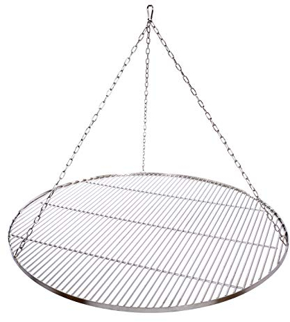 Grillrost Ø 80 cm mit Kette Edelstahl 8 mm Grillstabdicke Stababstand 14 mm für Schwenkgrill BBQ Dreibein