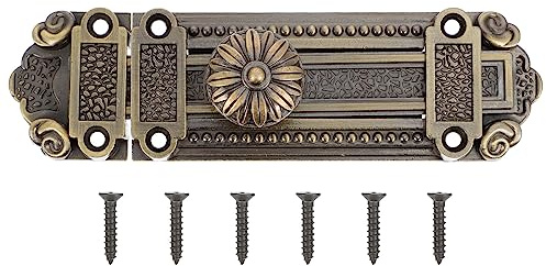 Cabilock Antique Slide Door Bolt Lock Security Gate Door Sliding Lock Retro Furniture Door Lock Home Barn Door Lock Hardware