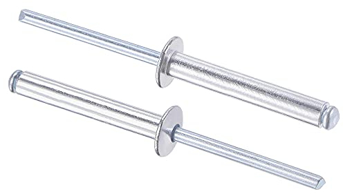 sourcing map 100 Stk. Blindnieten Aluminium Zugnieten Kerndekorationsnieten 5mm Durchm. 35mm Grifflänge Silber