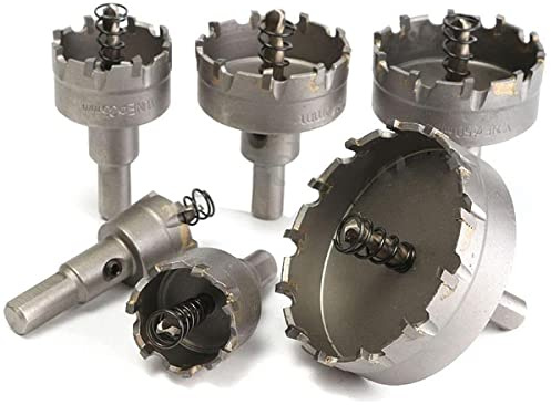 SagaSave Lot de 6 scies cloches en carbure de tungstène longue durée pour métal dur (16 mm, 18 mm, 20 mm, 22 mm, 25 mm, 32 mm)