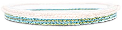 Made by Nami 2x Bracelet surfeur set hommes et femmes - boho hippie - accessoires de plage et de festival - fabriqués à la main - 100% coton écologique, imperméable et ajustable (Beige & Vert)