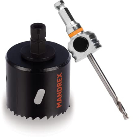 Mandrex | Bi-Metall Lochsäge EasyXcut M3 mit 45 mm Schnitttiefe für Stahl, Eisen, Holz, & PVC | MHB3Q0102B + MX200024B | Ø 102 mm