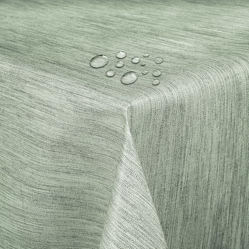 Wachstuch Wachstischdecke Gartentischdecke Robuste Leinen Prägung Tannengrün Rechteckig 80 x 100 cm, abwaschbare Tischdecke, wasserabweisend